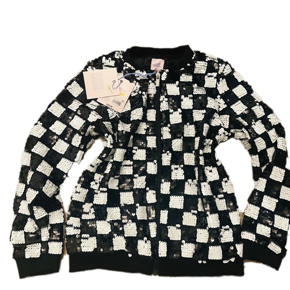 More Than Magic Other - More than Magic Checkered Girl’s Bomber Sequin Jacket Target